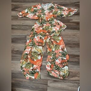 Girl With Curves Floral Print Top and Pant Set